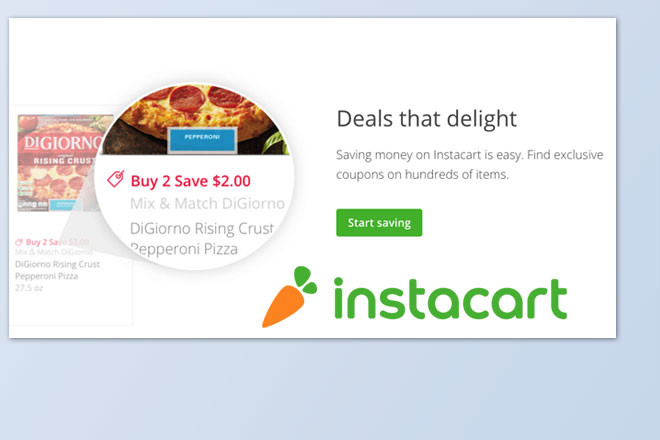 It's not delivery, it's ... well, maybe it is delivery. Instacart offers market-to-home delivery of frozen pizza and other groceries from several local retailers.