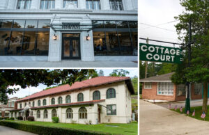 Clockwise from left: The Waters, Dame Fortune's Cottage Court, and the Hale Bathhouse.