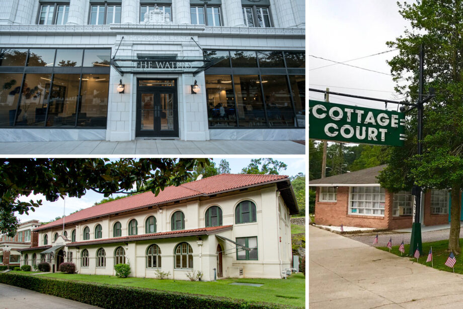 Clockwise from left: The Waters, Dame Fortune's Cottage Court, and the Hale Bathhouse.
