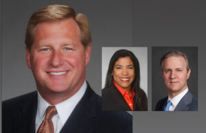 Albert Braunfisch has been named to a five-year term as chair of the Hendrix College board of trustees. Kim Evans and Mike Malone (inset) are the board's newest members.