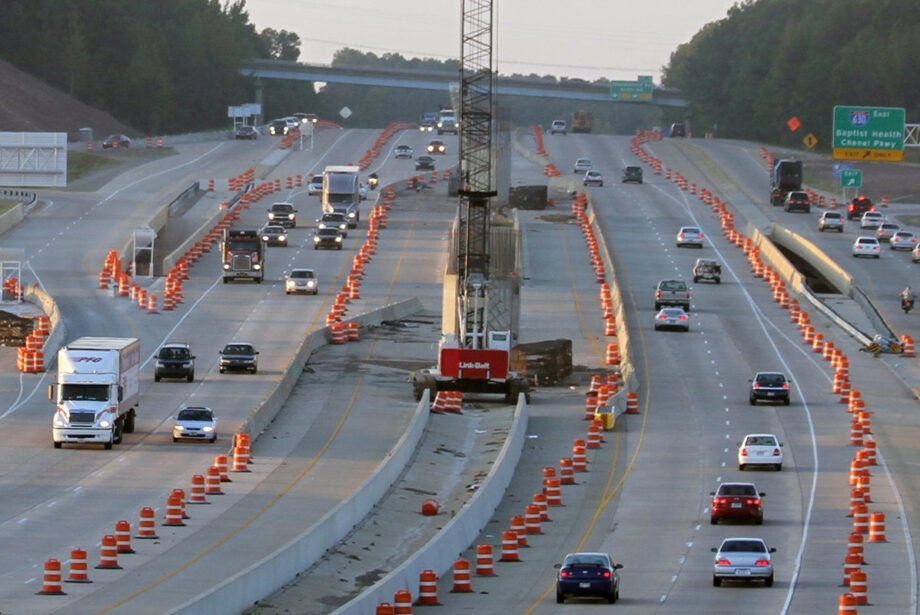 West Little Rock traffic navigates construction of the Big Rock exchange at the intersection of Interstates 430 and 630 in 2013.