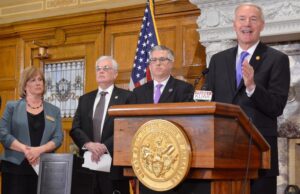 From left: Courtney Pledger, Stephen Addison, Houston Davis and Asa Hutchinson.