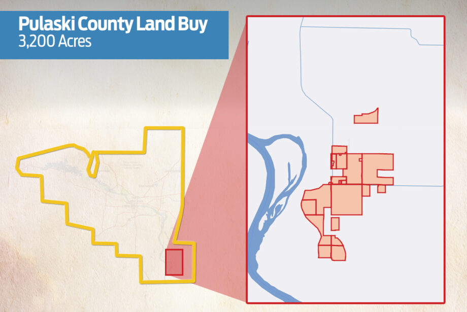 Mt. Magazine Farms LLC of Monterey, Louisiana, purchased nearly 3,200 acres of land in southwest Pulaski County.
