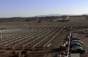 The view of Clarksville's new solar field from the project's webcam.