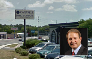 The namesake facility operated by Cantrell Drug Company, owned by Dr. James L. "Dell" McCarley Jr. (inset) and his wife Lynn.