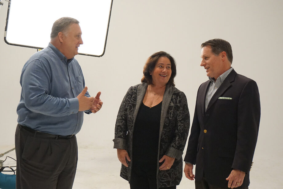 Rick Rogala, Donna Mooney and Mike Heald of Bespoke Health Media, at Bespoke’s studio in Little Rock. The company specializes in videos that focus on patients’ specific conditions and procedures.