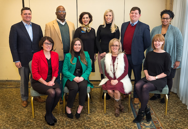 Seated, from left, are Sarah Kinser, Kristen Nicholson, Stella Prather and Kathryn Heller. Standing, from left, Denver Peacock, Lamor Williams, Heather Haywood, Maegan Clark, Jason Brown and Adena White.