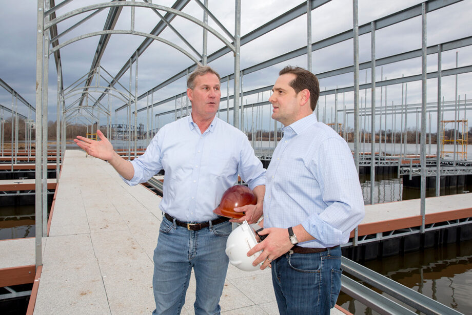 John Burkhalter, left, Rock City Yacht Club developer, and Chris Masingill, strategic consultant for Burkhalter Technologies.