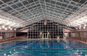 Replacing 15,000 light fixtures with LED technology was part of Entegrity’s energy efficiency work at Hendrix College in Conway, including these lights at the Wellness and Athletics Center.