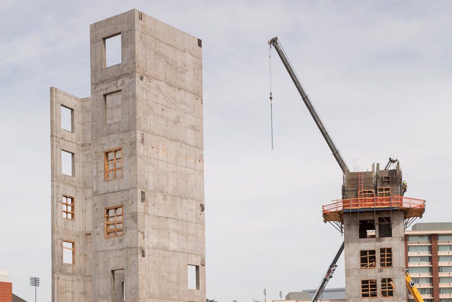 The University of Arkansas at Fayetteville is using cross-laminated timber panels in construction of  a couple of projects, including Stadium Drive Residence Halls.