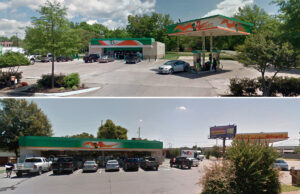 E-Z Mart locations at 1321 Main St. in downtown Little Rock (top) and the 2,516-SF project at 11724 Rainwood Road in west Little Rock