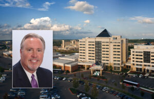 David Lang (inset) shown with the John Q. Hammons Convention Center and Embassy Suites in Rogers: “That hotel was my home.”