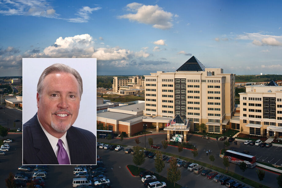 David Lang (inset) shown with the John Q. Hammons Convention Center and Embassy Suites in Rogers: “That hotel was my home.”