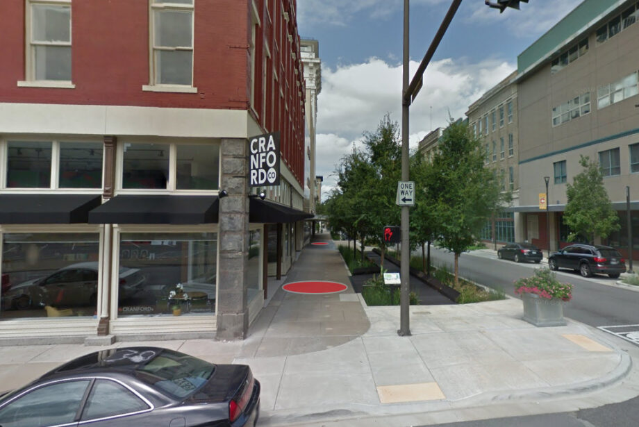 Cranford Co. will move three doors north from its current location (both denoted above in red) at the northwest corner of Sixth and Main in Little Rock.