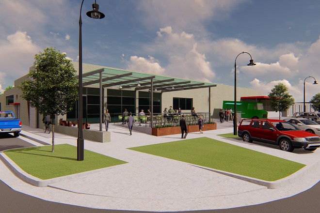 An architect's rendering of the planned The Distillery.