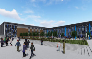 An artist's rendering showing the future look of Sylvan Hills High School.
