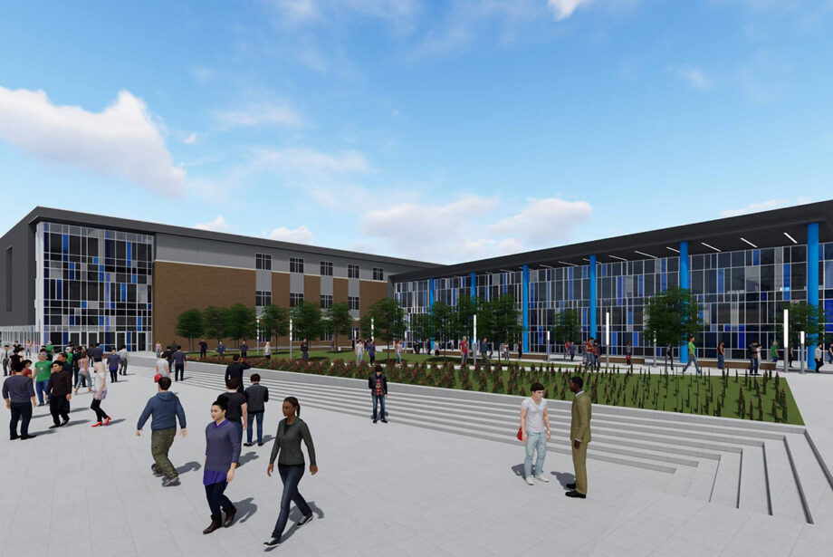 An artist's rendering showing the future look of Sylvan Hills High School.
