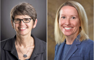 Theresa Beiner, incoming dean of the Bowen School of Law at the University of Arkansas at Little Rock, and Margaret Sova McCabe, incoming dean of the University of Arkansas School of Law