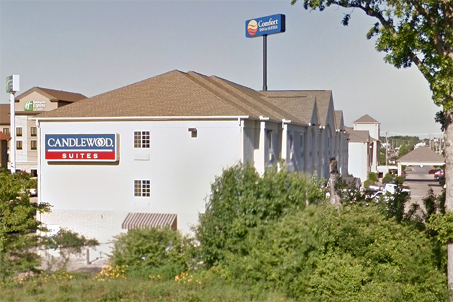 The sign for Comfort Inn & Suites looks over the Candlewood Suites in Conway.