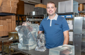 Clear Ballistics owner Joel Edwards was in information technology at USA Truck when he started tinkering with recipes for ballistic gelatin. “I was looking at different jellies, different fishing lures, a lot of different products. I was mixing products together to see how they reacted,” he said.