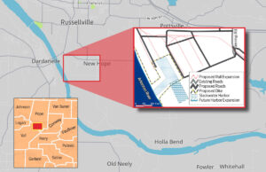 A proposed intermodal facility is planned on the north side of the Arkansas River in Russellville.