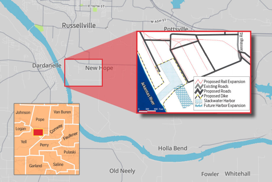 A proposed intermodal facility is planned on the north side of the Arkansas River in Russellville.