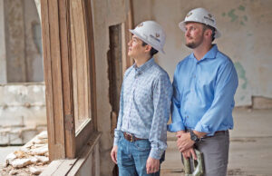 Hotel Pines owner Stuart Hee, left, and architect Nate Drinkwine.