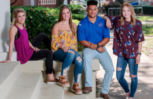 From left: Abby Turner, Abby White, Griffin Brown and Emilee Roberson are all students who are attending college with the help of the Arkadelphia Promise program.
