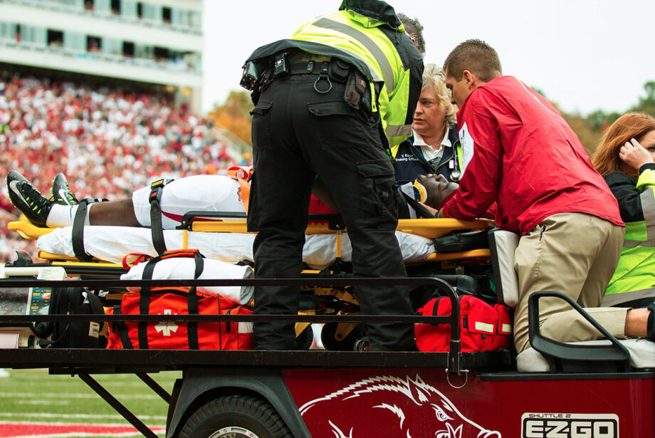 Arkansas Razorbacks running back Rawleigh Williams, who suffered a career-ending neck injury in April 2017, was taken from the field in Fayetteville a year and a half earlier after suffering a herniated disk in his neck during a game against Auburn University.
