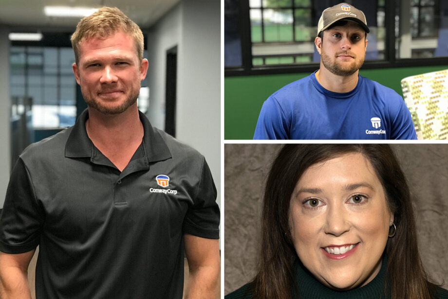 Clockwise from left: Cory Cox, John Davis and Beth Jimmerson of Conway Corp.
