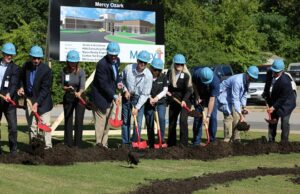 Mercy Hospital Ozark officials and others break ground Thursday on a $5.13 million expansion.
