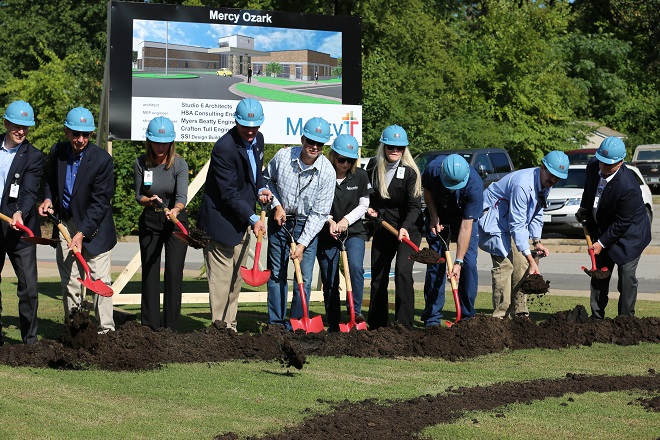 Mercy Hospital Ozark officials and others break ground Thursday on a $5.13 million expansion.