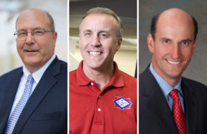 Andrew Meadors, CEO of Sunstar Insurance Group’s Arkansas operations; Tracy French, CEO and president of Home BancShares’ Centennial Bank and Phil Tappan, executive vice president of financial services for Simmons Bank