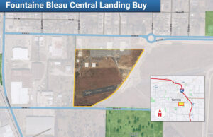 Conway's former municipal airport is slated as the future home of Fountaine Bleau Apartments at Central Landing. (Parcel boundaries approximate)