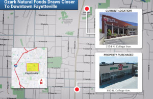 Ozark Natural Foods' new property at 380 N. College Ave. in Fayetteville is just one mile south of its present location within the Evelyn Hills Shopping Center.
