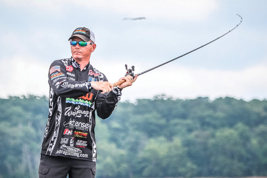 Texas angler Jeff Sprague fishes for bass at Potomac River in Marbury, Maryland, in June 2017.