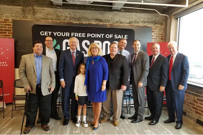 Gas Pos executives and officials announce Thursday that the company has relocated its headquarters to North Little Rock and will create 30 jobs.&nbsp;