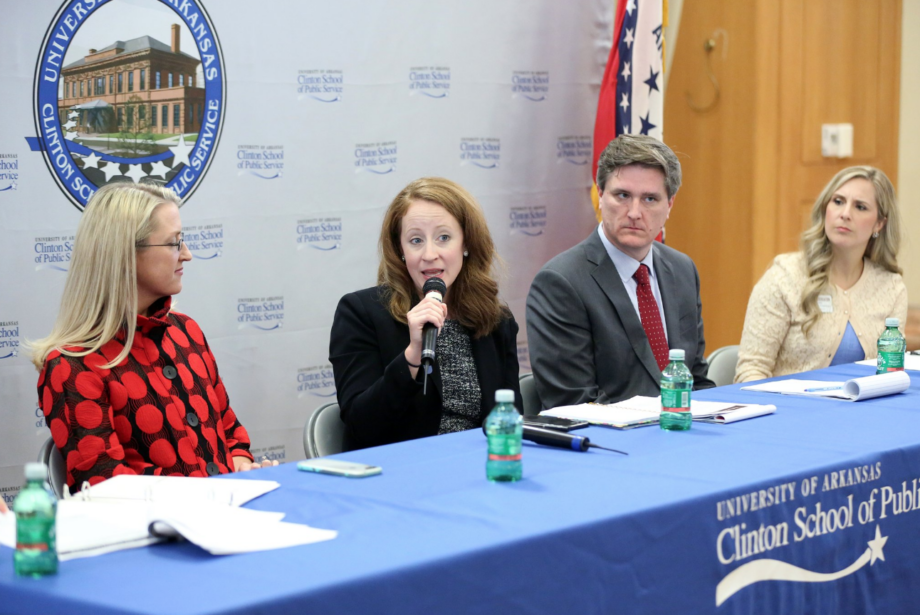 From left:&nbsp;Sharon Tallach Vogelpohl, president of Mangan Holcomb Partners and principal at Team SI, both of Little Rock; Madeline Moore, human resources manager for Arvest Bank's central Arkansas market; Chris Bahn, publisher of business special publications at Arkansas Business Publishing Group of Little Rock; and&nbsp;WFA Executive Director Anna Beth Gorman.