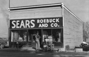 A Sears Roebuck store in Hanford, Washington, circa. 1943