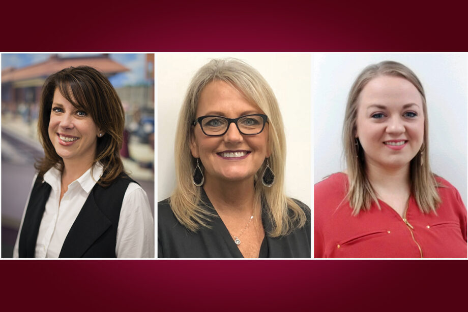 From left: Patty Young of Union Bankshares in Mena, the holding company for Union Bank of Mena and First National Bank at Paris; Kay Bowen and Ravan Wagner, both of Union Bank of Mena