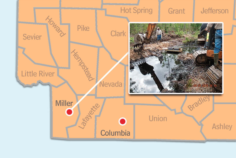 In addition to a 2013 oil spill near Magnolia, Delek Logistics also had an oil spill near Fouke (Miller County), shown above, in 2015.