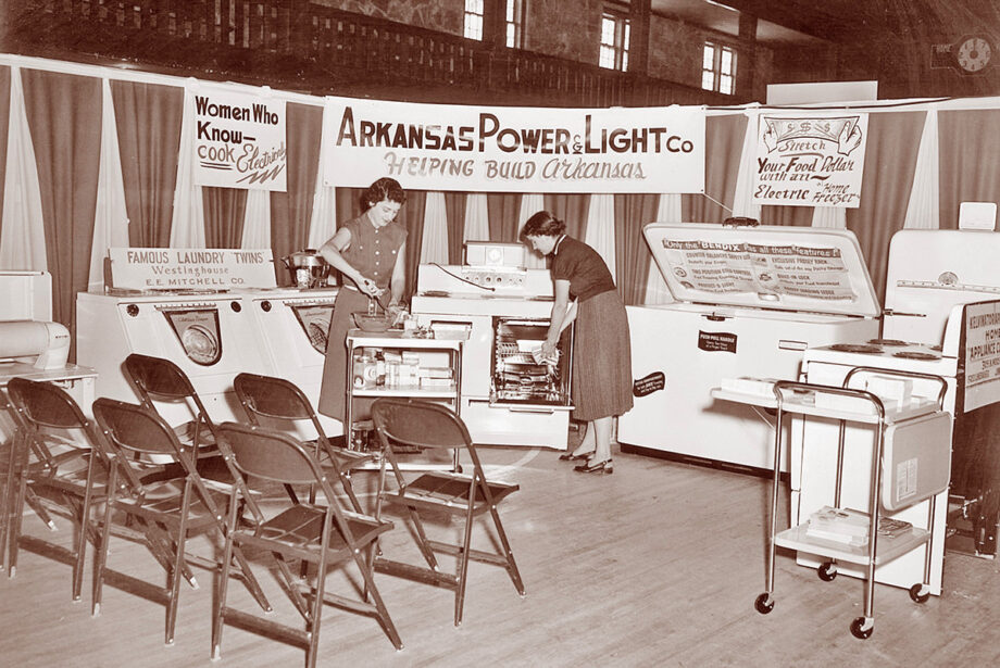 Arkansas Power & Light, Entergy’s original forerunner, once made home economics a part of its economic development work. This exhibit was set up in a gymnasium in the 1950s.