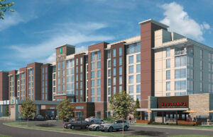 A rendering of the Jonesboro Embassy Suites hotel and convention center that is set to open in December.
