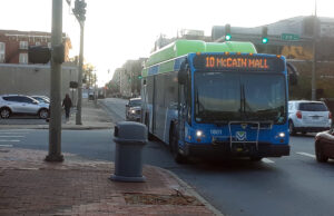 A Rock Region Metro bus carries passengers during an afternoon commute in downtown Little Rock.