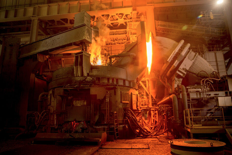 An electric arc furnace at Big River Steel’s Flex Mill near Osceola. Since the mill opened, it has provided hundreds of jobs and a big boost to the local economy.
