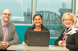 Stone Ward President Millie Ward, right, with two key members of her team, Brett Parker and Ritika Chakrabarty.