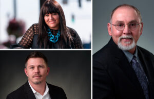 Clockwise from top left: Eleise Myers, Tony Van Pelt and Jerry Stewart of Conway Corp.