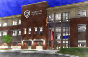 A rendering of the Jacksonville High School, ranked No. 6 on the list of the 2018 largest commercial construction projects in Arkansas.