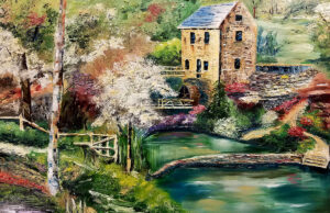 Ned Perme headed into retirement with paintbrush in hand. He’ll be selling his works of Arkansas landmarks like this, North Little Rock’s Old Mill.
