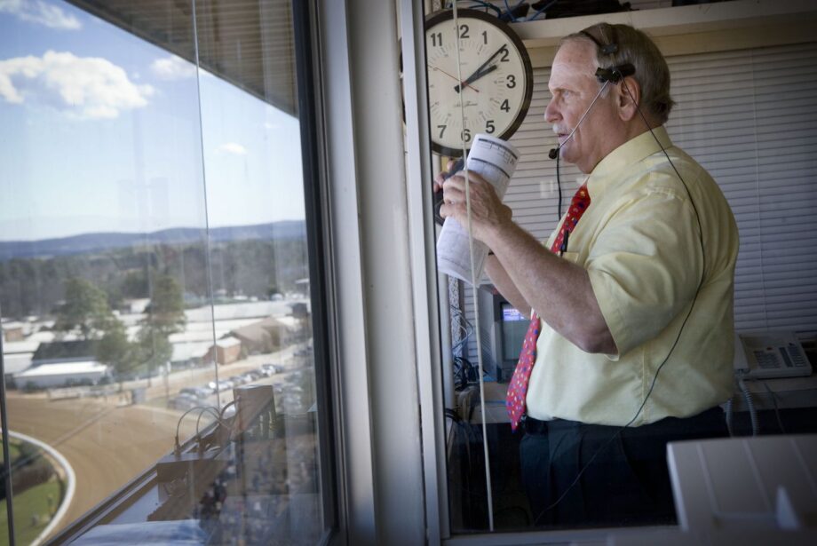 Terry Wallace, on the job at Oaklawn Park.